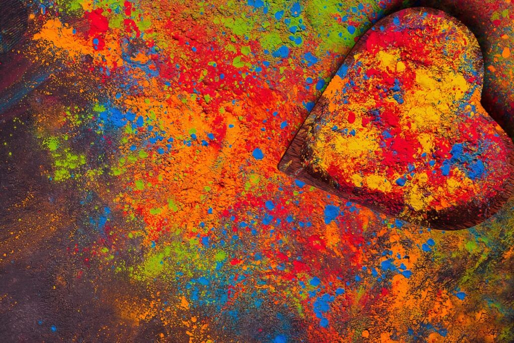Colorful abstract paint artwork symbolizing emotional expression, creativity, healing, and personal growth in trauma-informed therapy and mental health counseling